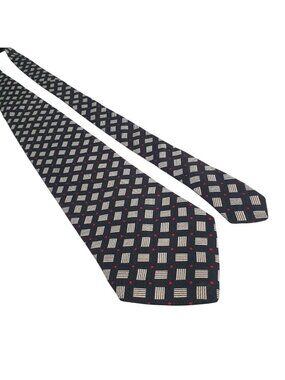 Clubfellow Geometric Square Patterned Tie Modern Navy Red White Silk